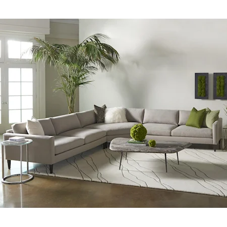 Contemporary L-Shaped Petite Track Arm Sectional